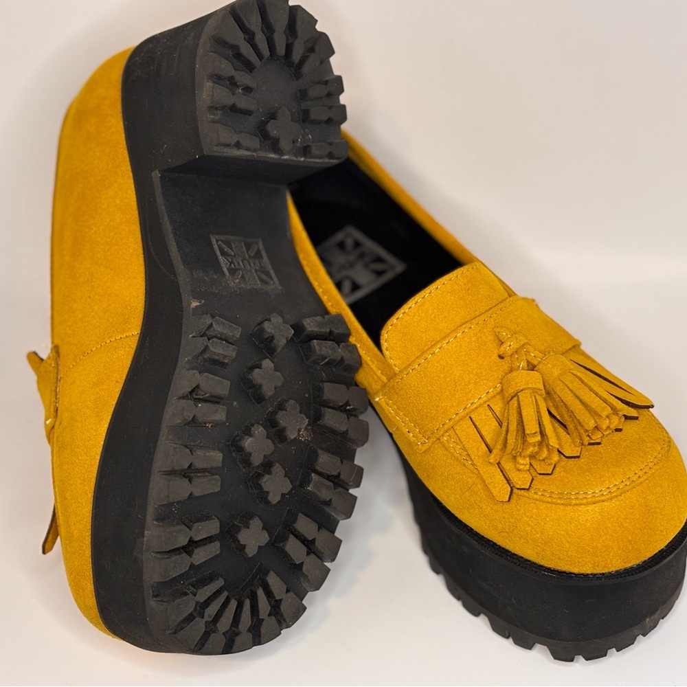 tuk Mustard Yellow Tassel Platform Loafers - Picture 4 of 4